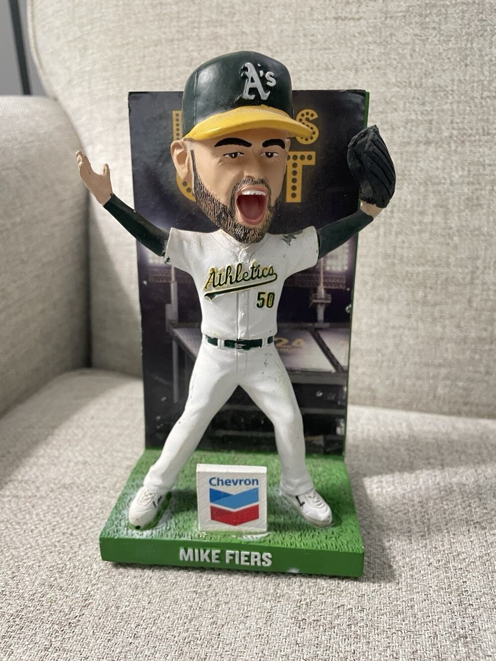 Oakland A’s Mike Fiers #50 Lights Out No-Hitter SGA Bobblehead Chevron